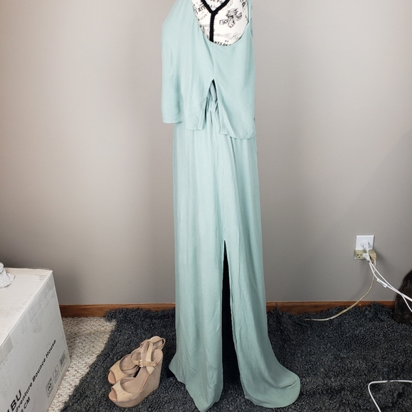 {Zara Basic} Wedding Event Formal Evening Beach Foam Green Maxi Dress - Picture 8 of 10